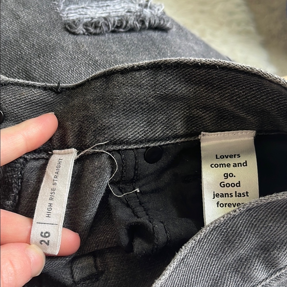 PacSun Black High-Rise Straight Distressed Jeans - Picture 8 of 8